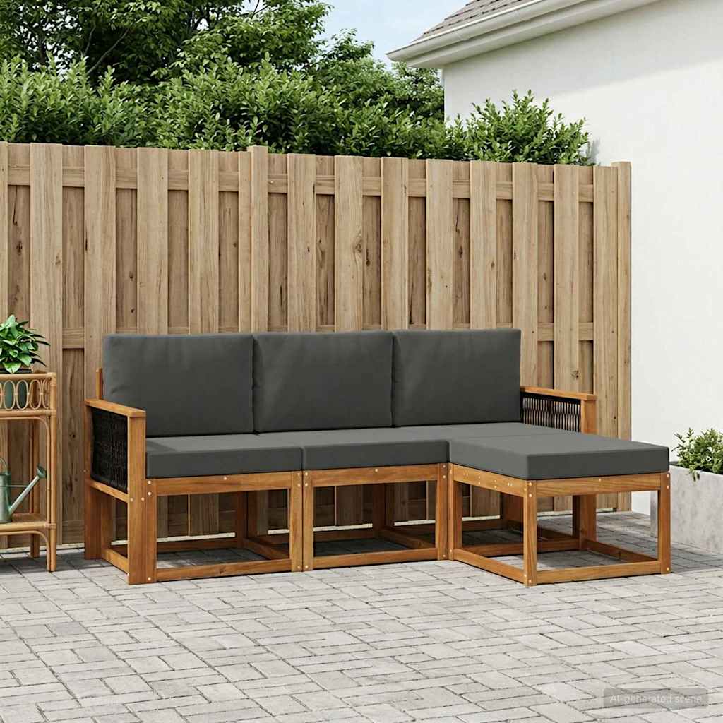 Set vanjskih sofa 4 kom. Prirodna i antracit