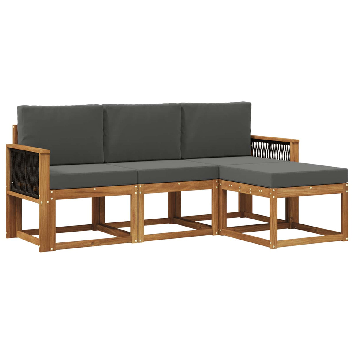 Set vanjskih sofa 4 kom. Prirodna i antracit