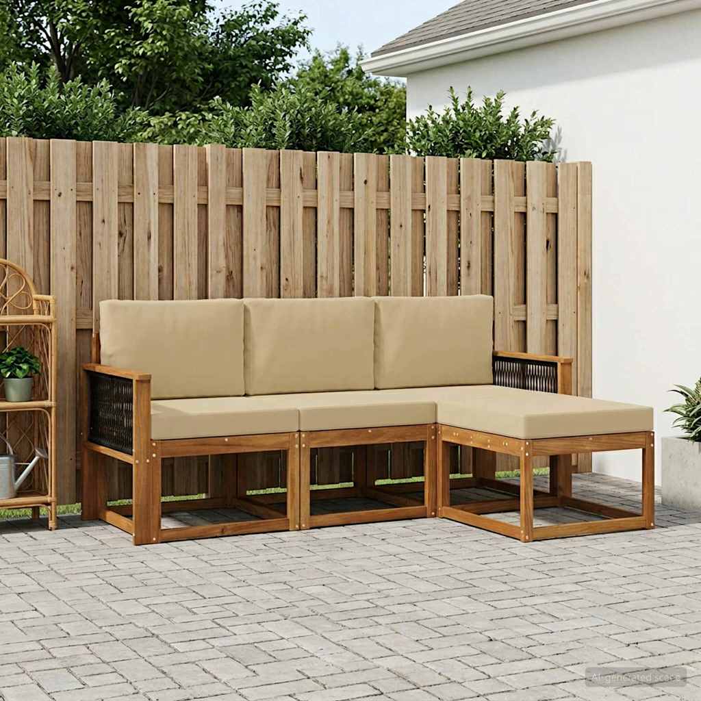 Set vanjskih sofa s jastukom 4 pcs Prirodna
