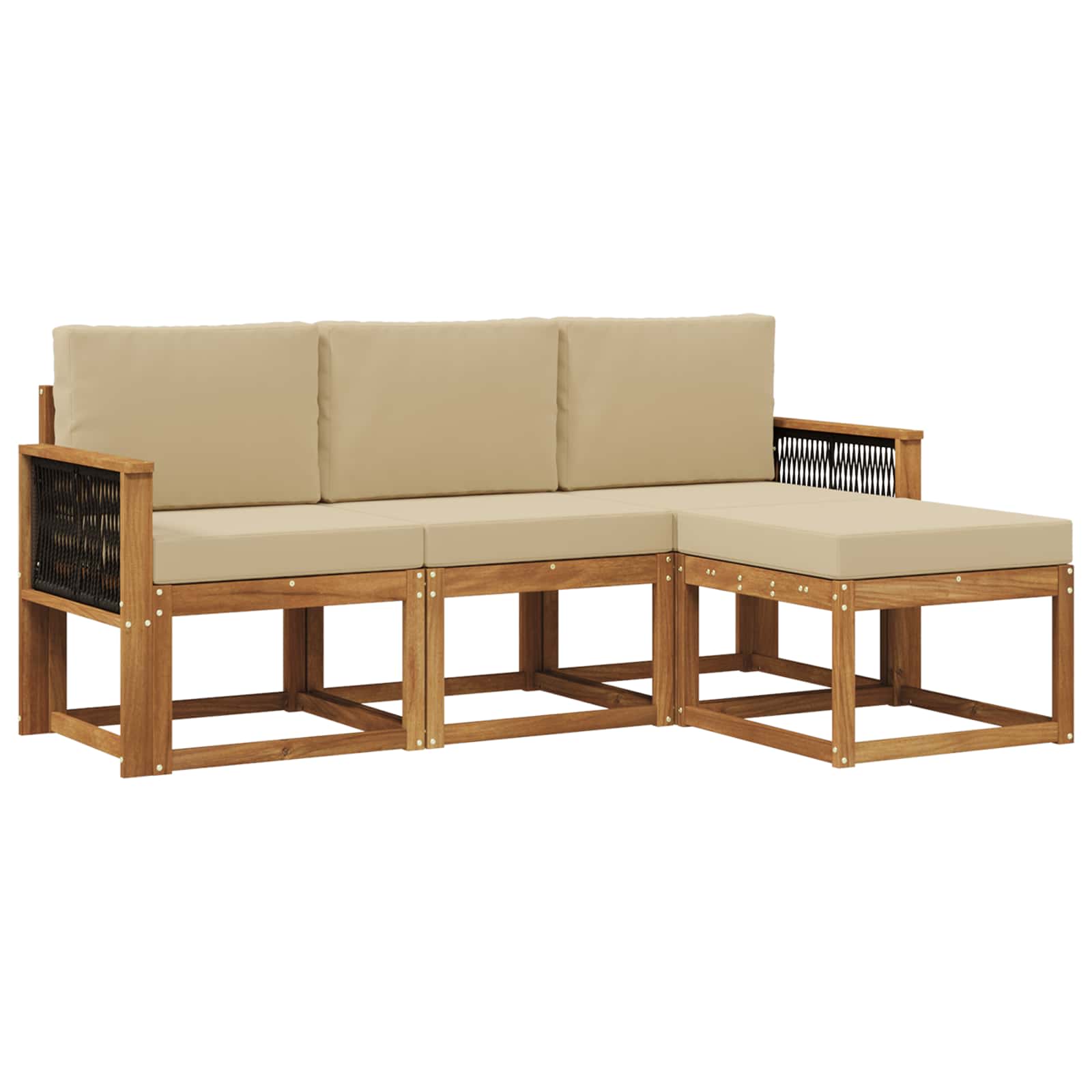 Set vanjskih sofa s jastukom 4 pcs Prirodna