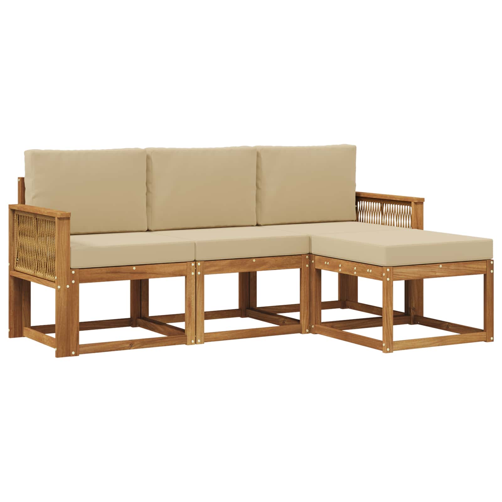Set vanjskih sofa s jastukom 4 pcs Prirodna i bež Poliester