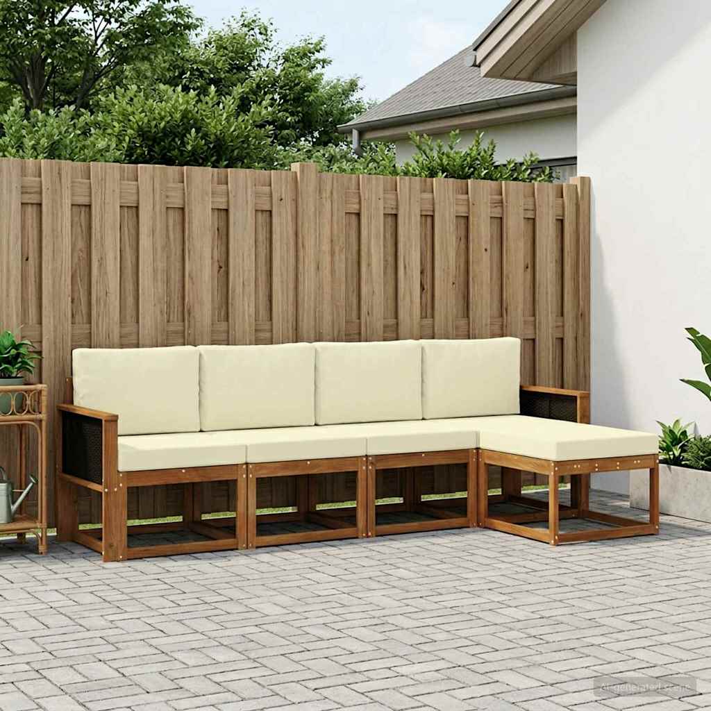 Set vanjskih sofa 5 pcs Prirodna i krem Poliester