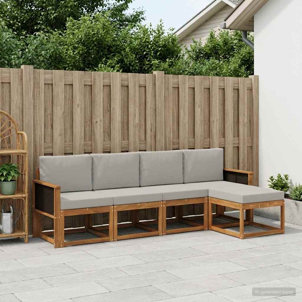 Set vanjskih sofa 5 pcs Prirodna i svjetlosiva Poliester