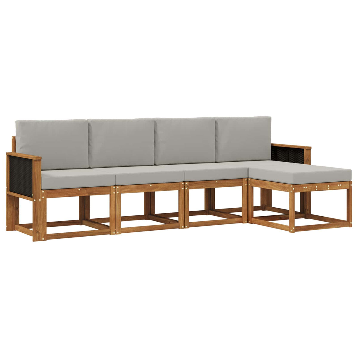 Set vanjskih sofa 5 pcs Prirodna i svjetlosiva Poliester