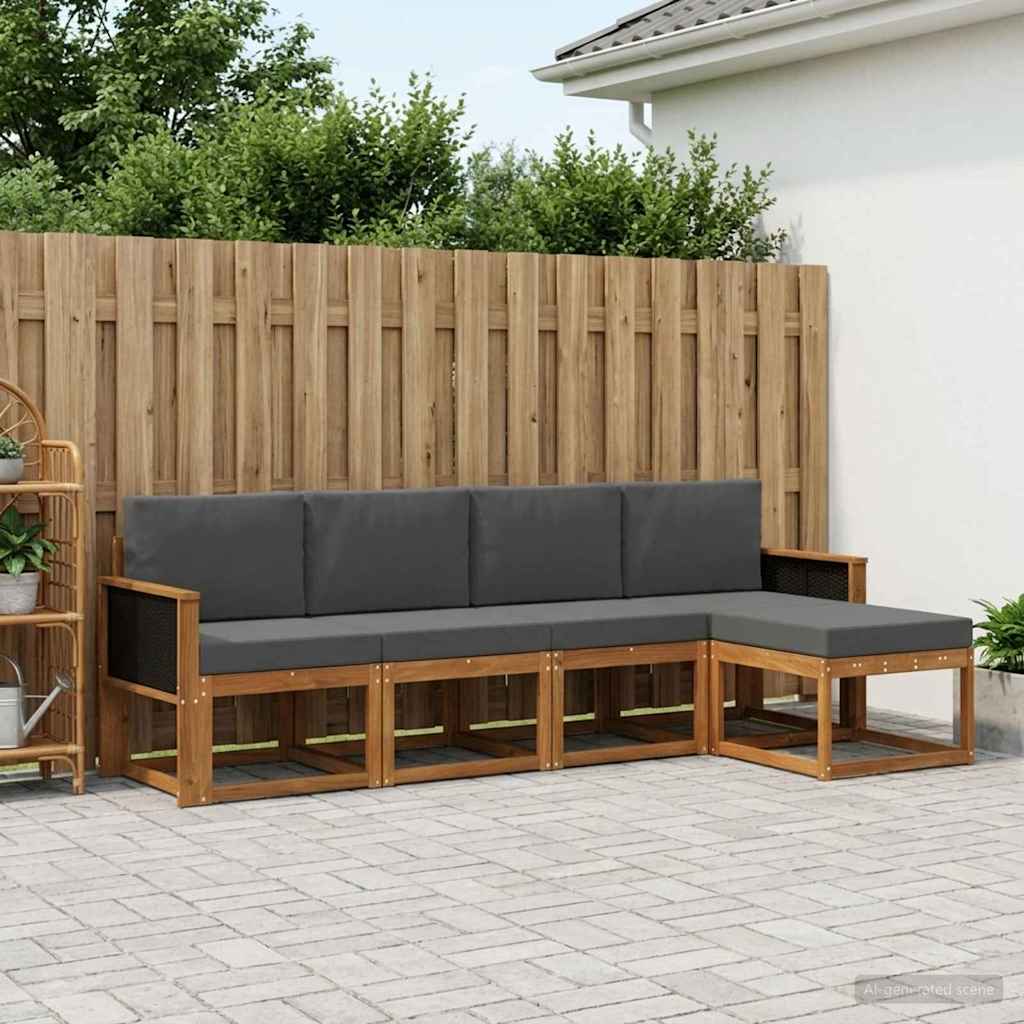 Set vanjskih sofa 5 pcs Prirodna i antracit Poliester