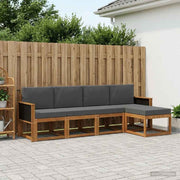 Set vanjskih sofa 5 kom. Prirodna i antracit Poliester Smeđa