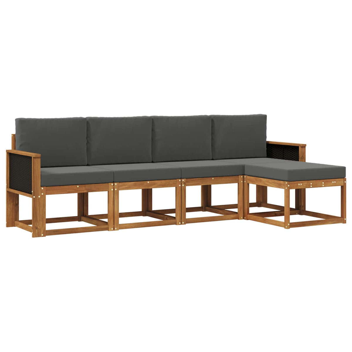 Set vanjskih sofa 5 pcs Prirodna i antracit Poliester