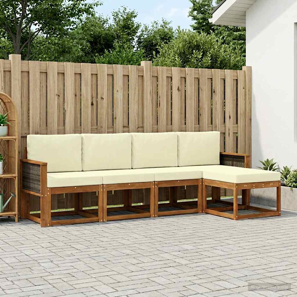 Set vanjskih sofa 5 pcs Prirodna i krem Poliester