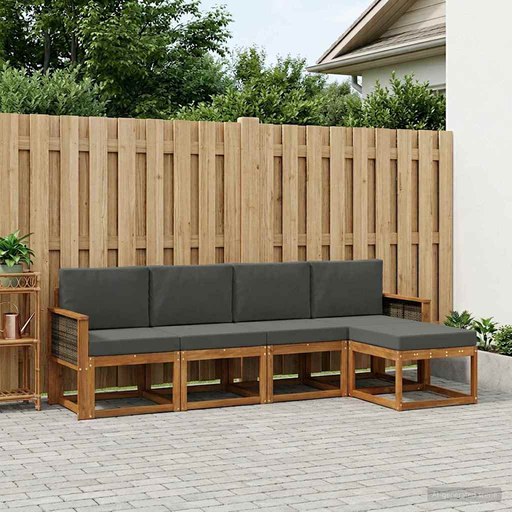 Set vanjskih sofa 5 pcs Prirodna i antracit Poliester