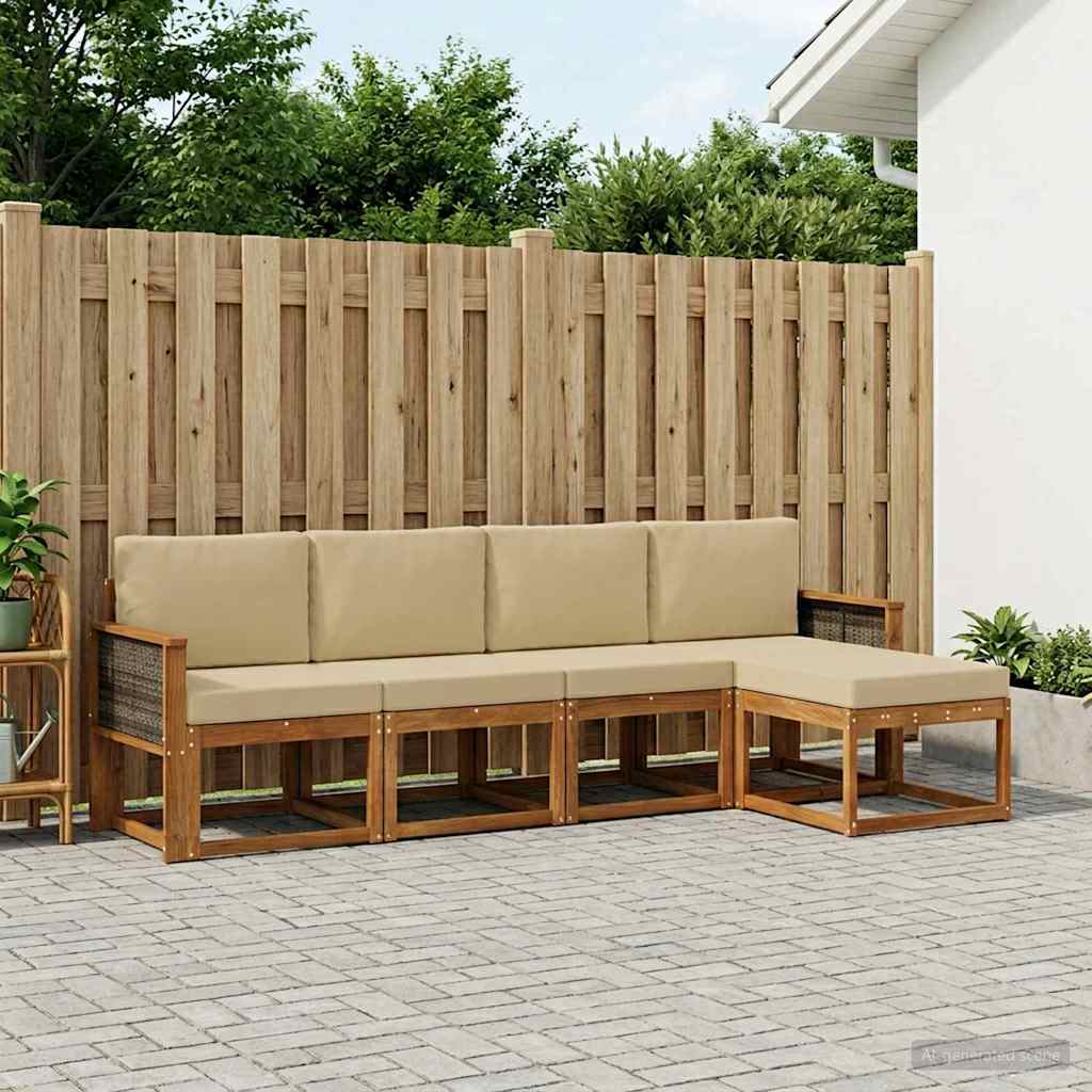 Set vanjskih sofa 5 pcs Prirodna i bež Poliester