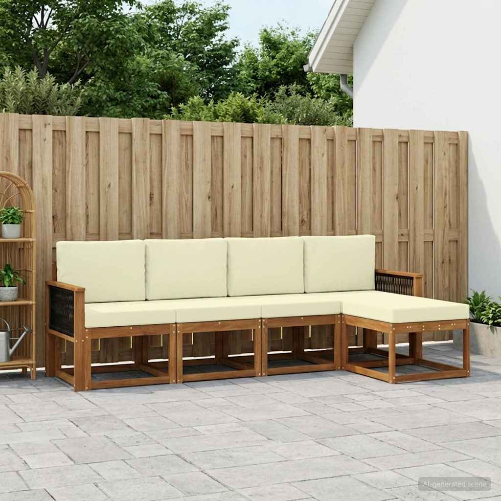 Set vanjskih sofa 5 pcs Prirodna i krem Poliester