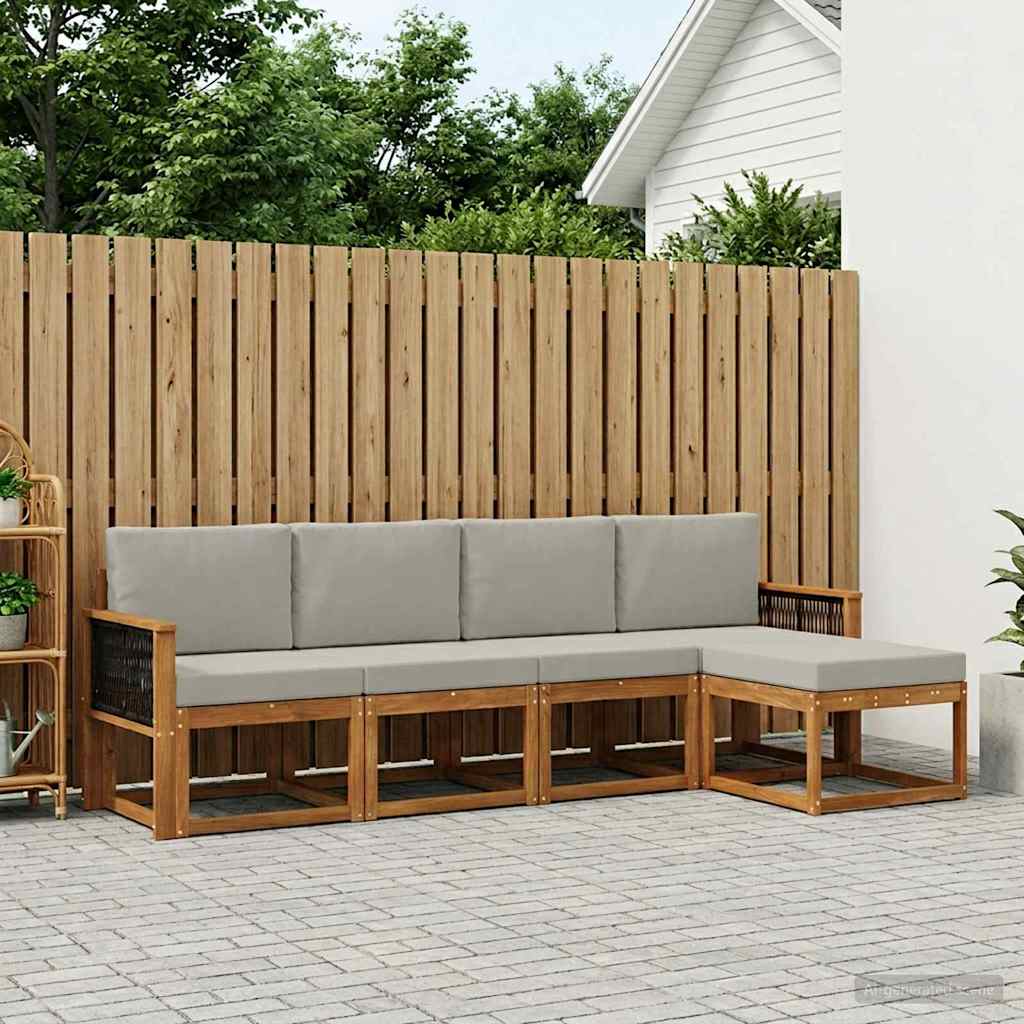 Set vanjskih sofa 5 pcs Prirodna i svjetlosiva Poliester