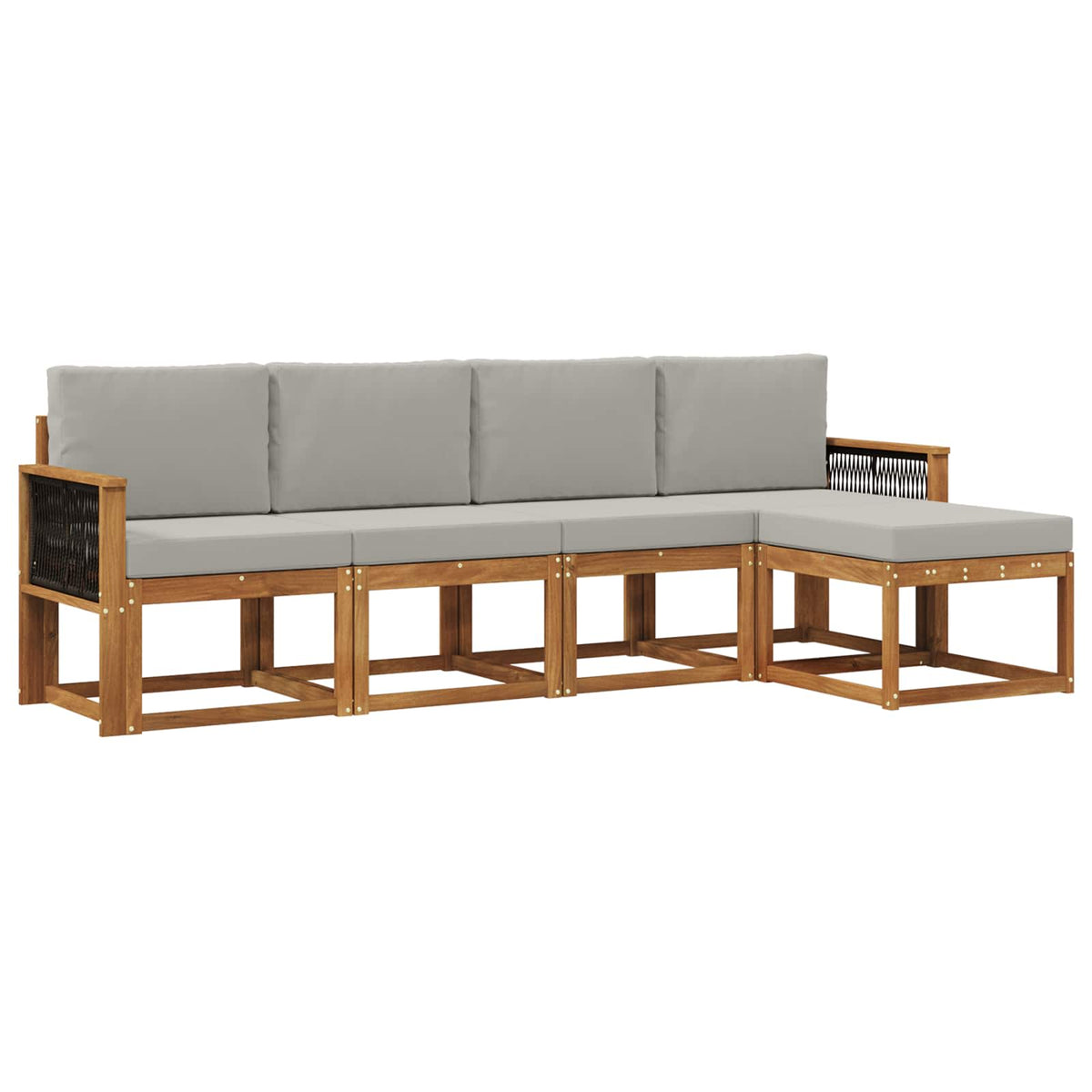 Set vanjskih sofa 5 kom. Prirodna i svjetlosiva Poliester Smeđa