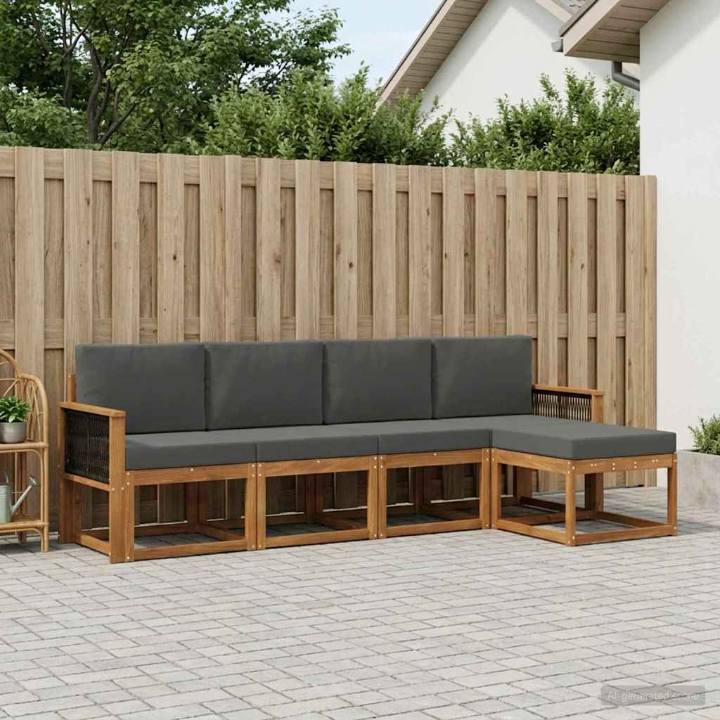 Set vanjskih sofa 5 pcs Prirodna i antracit Poliester