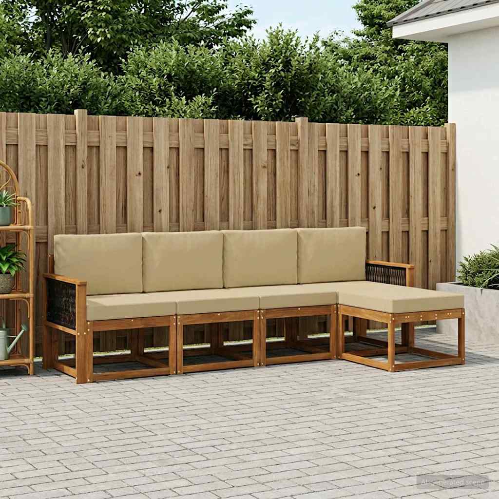 Set vanjskih sofa 5 pcs Prirodna i bež Poliester