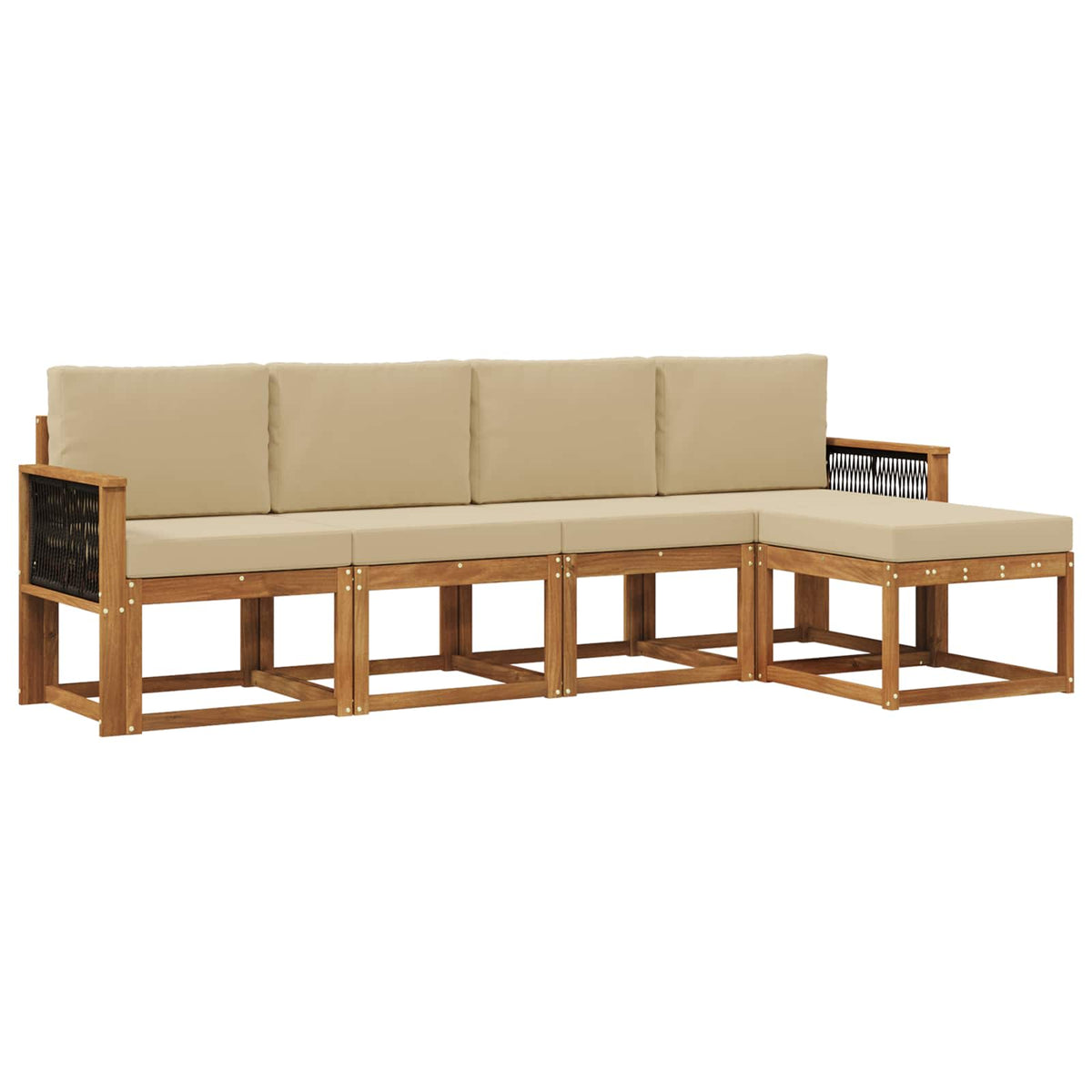 Set vanjskih sofa 5 pcs Prirodna i bež Poliester