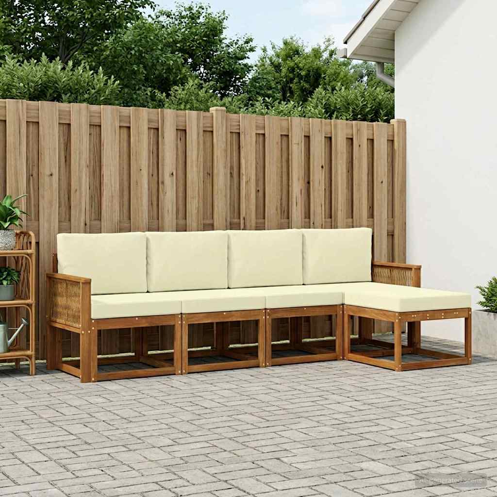Set vanjskih sofa 5 pcs Prirodna i krem Poliester