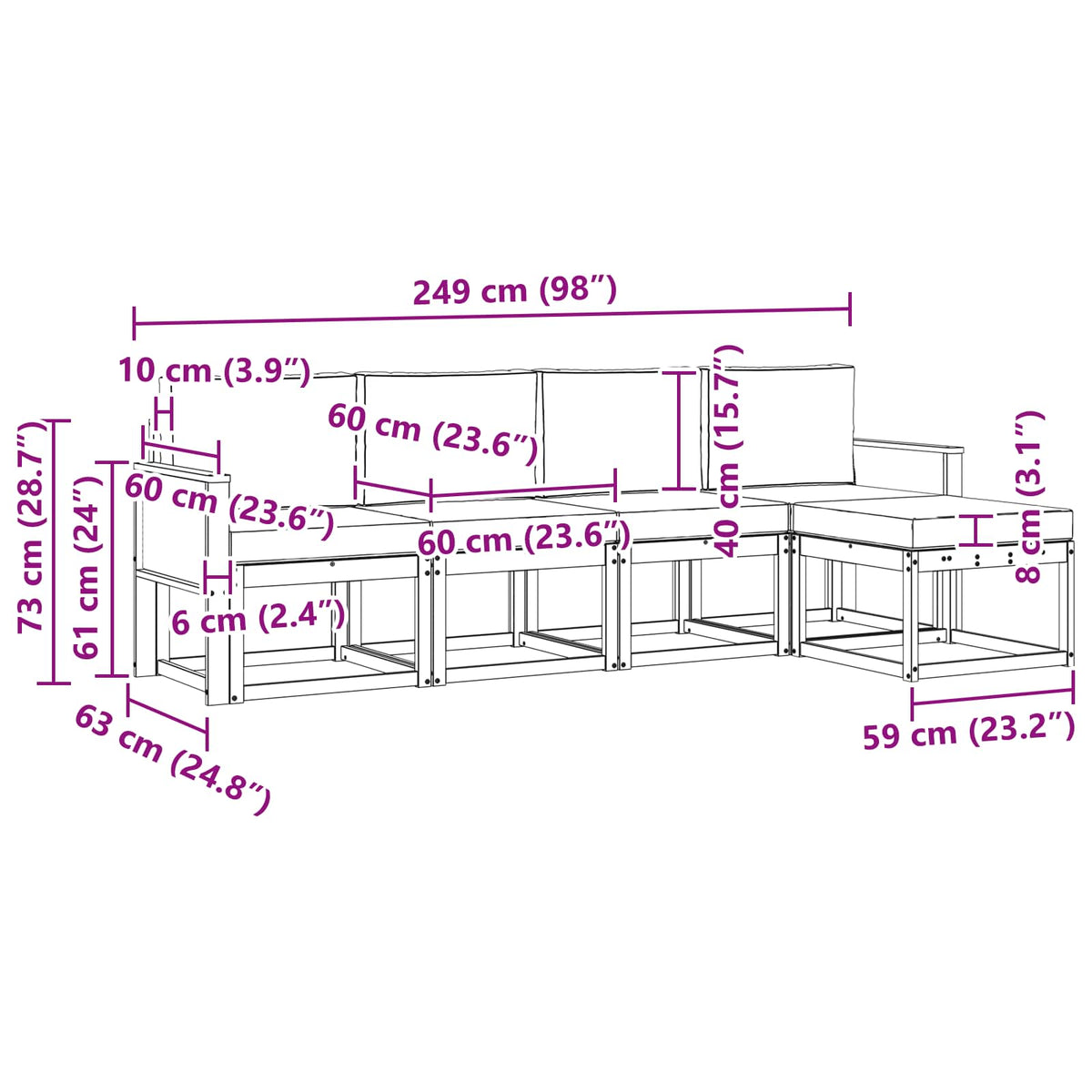 Set vanjskih sofa 5 pcs Prirodna i krem Poliester