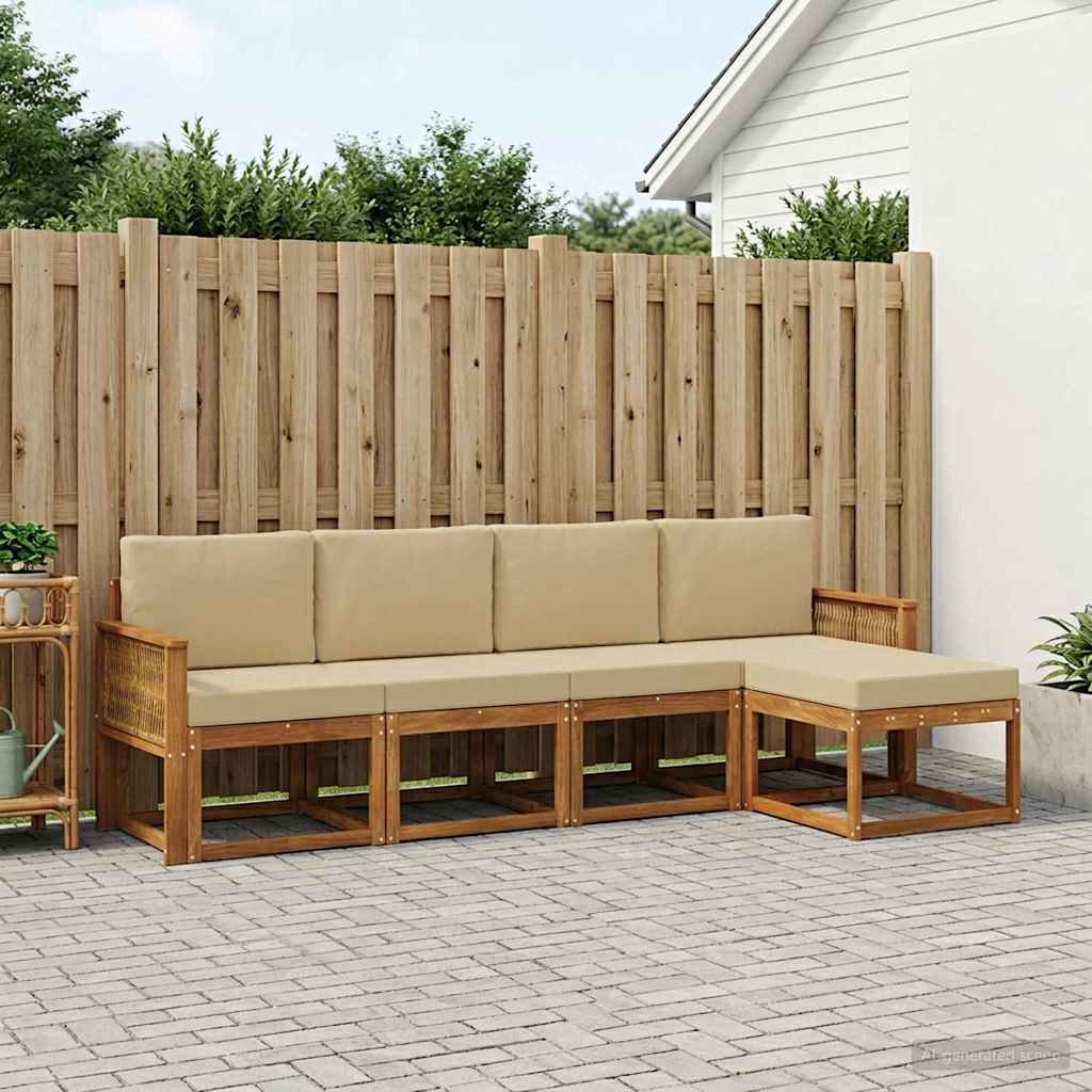 Set vanjskih sofa 5 pcs Prirodna i bež Poliester