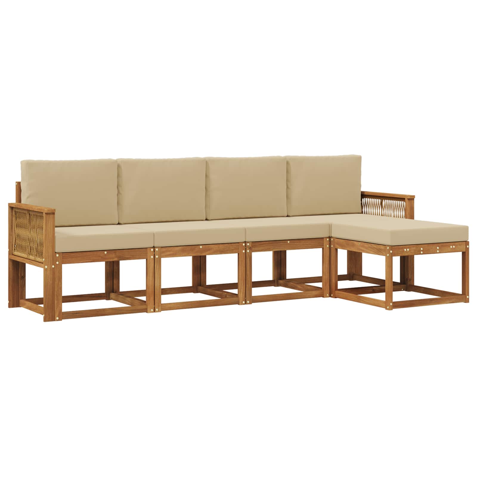 Set vanjskih sofa 5 pcs Prirodna i bež Poliester
