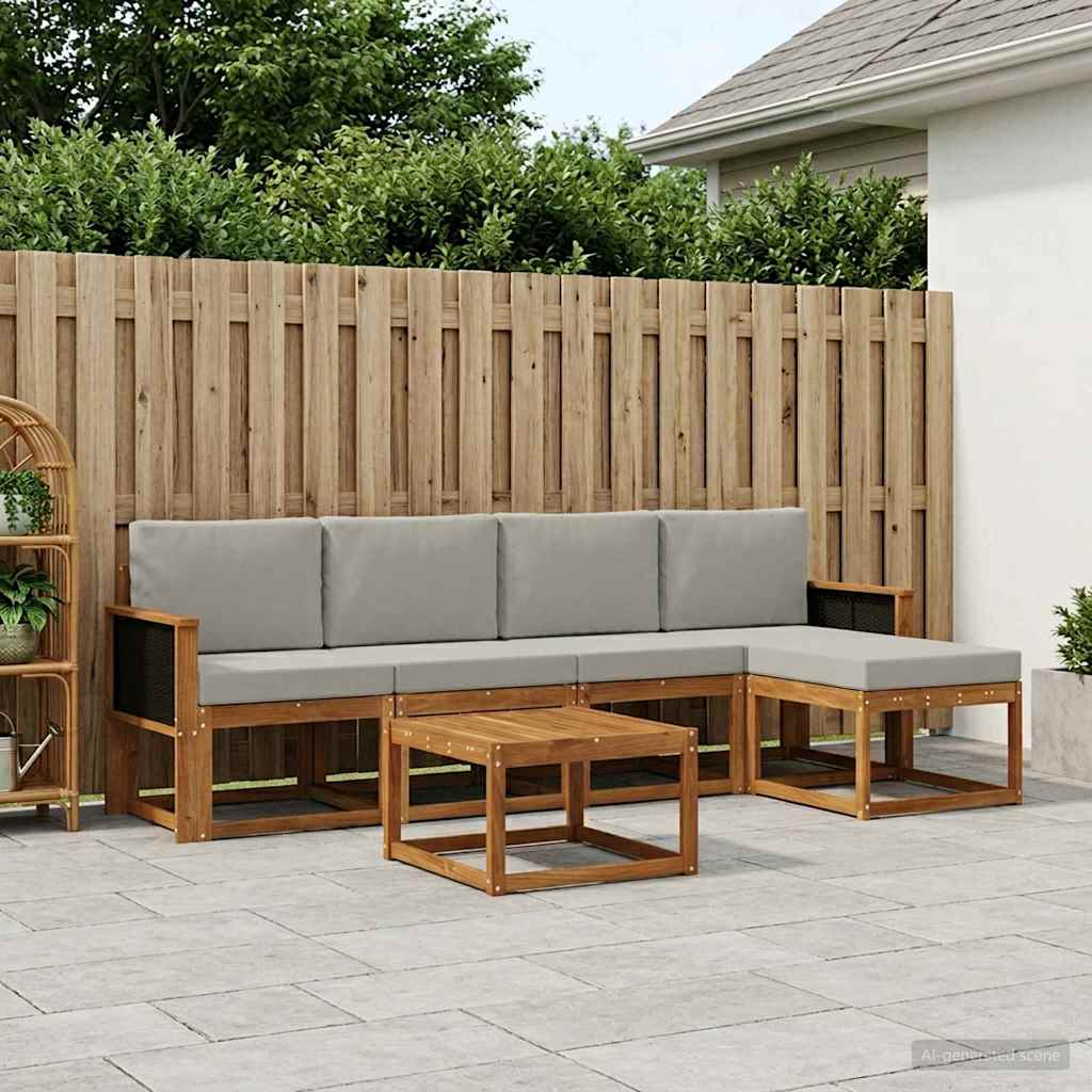 Set vanjskih sofa 6 pcs Prirodna i svjetlosiva Poliester