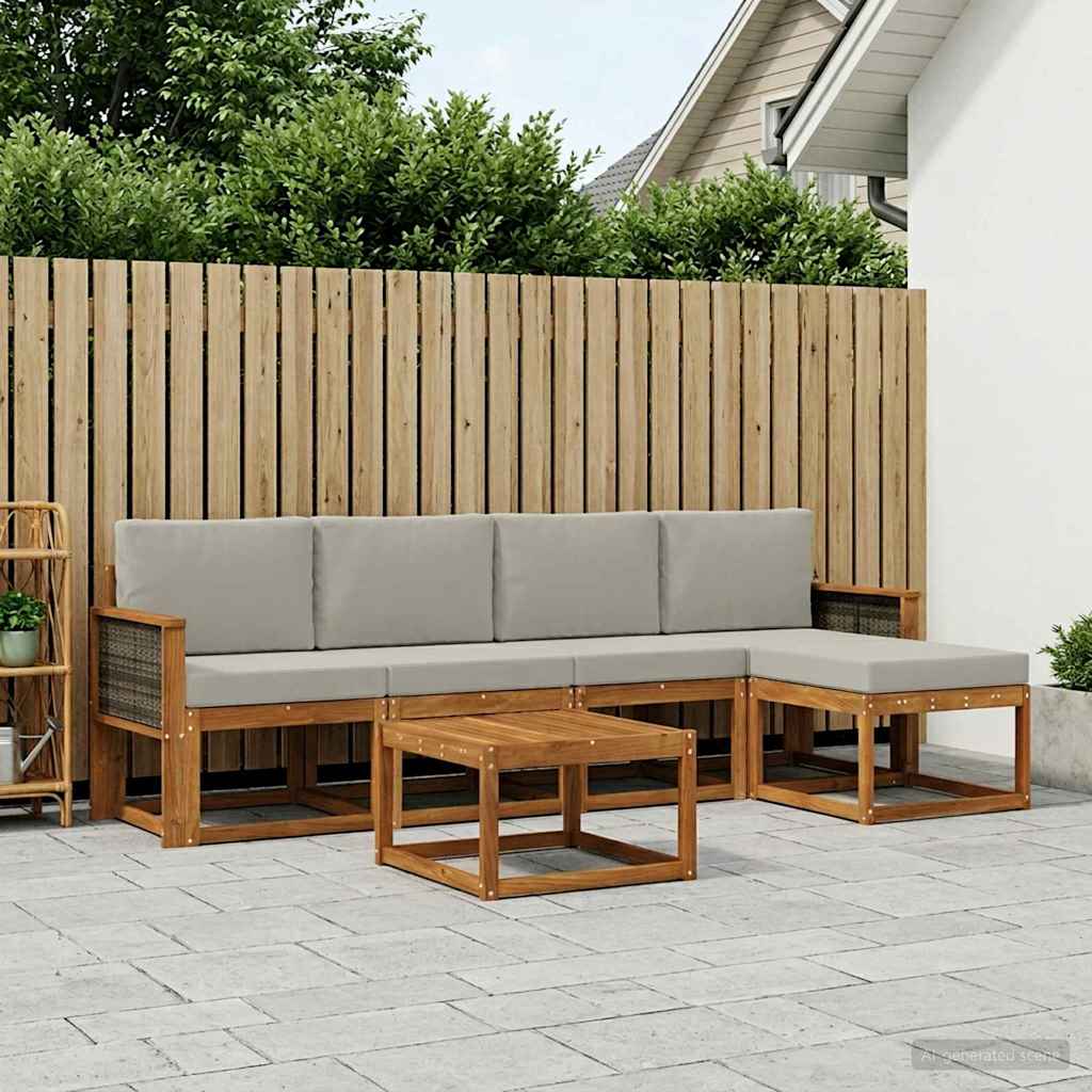 Set vanjskih sofa 6 pcs Prirodna i svjetlosiva Poliester