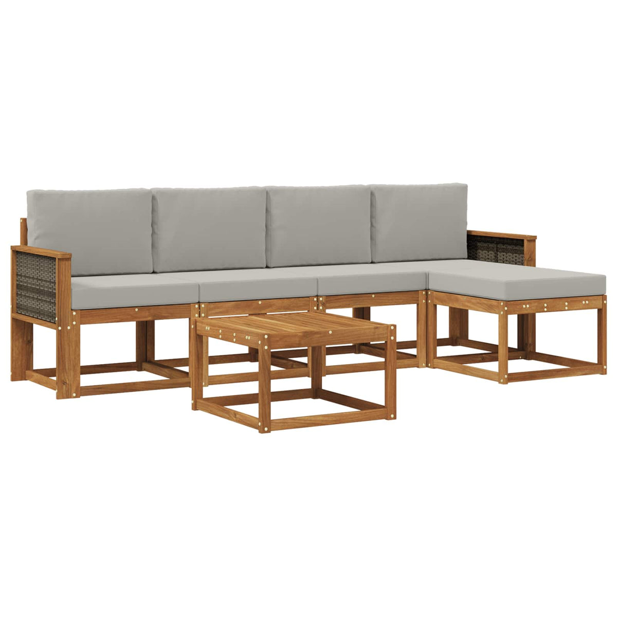 Set vanjskih sofa 6 kom. Prirodna i svjetlosiva Poliester