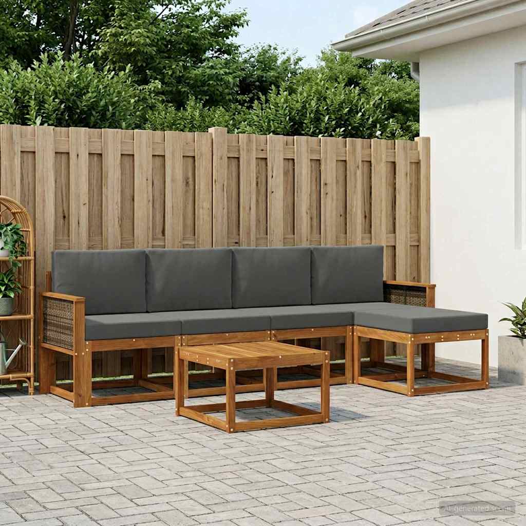 Set vanjskih sofa 6 pcs Prirodna i antracit Poliester