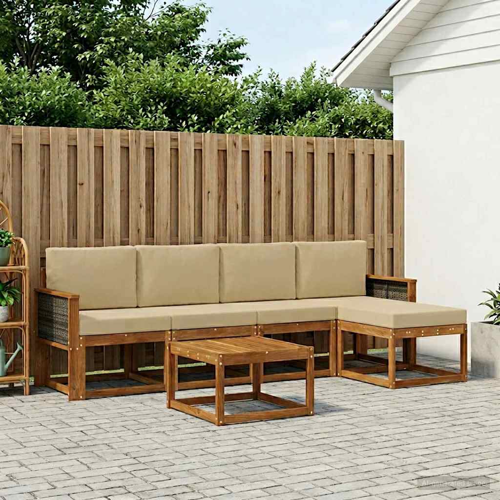Set vanjskih sofa 6 pcs Prirodna i bež Poliester
