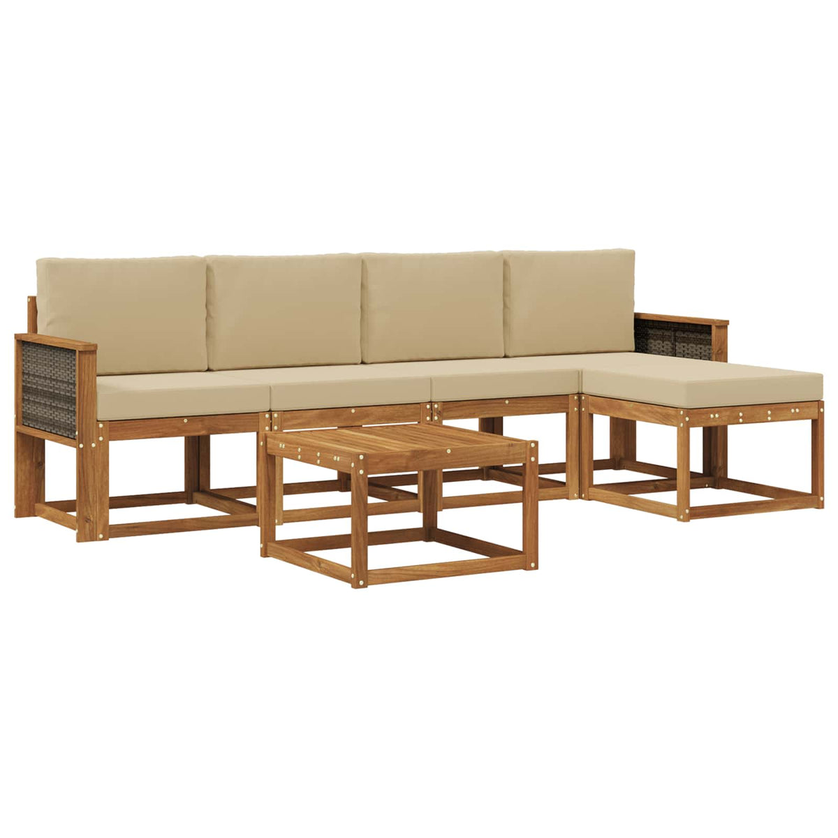 Set vanjskih sofa 6 pcs Prirodna i bež Poliester