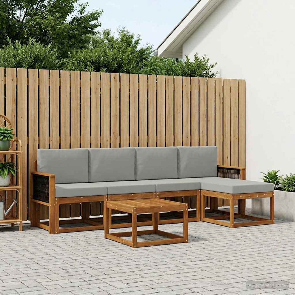Set vanjskih sofa 6 pcs Prirodna i svjetlosiva Poliester