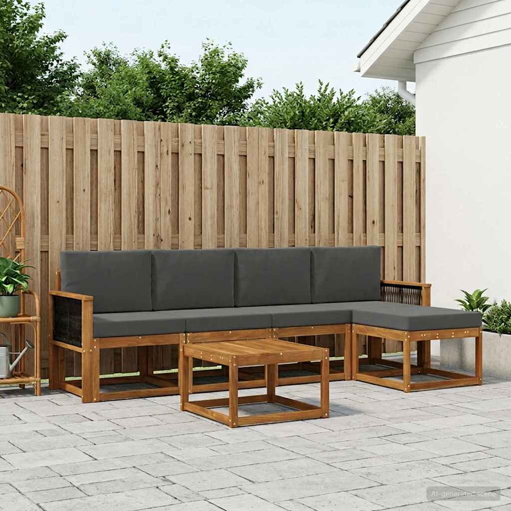 Set vanjskih sofa 6 pcs Prirodna i antracit Poliester