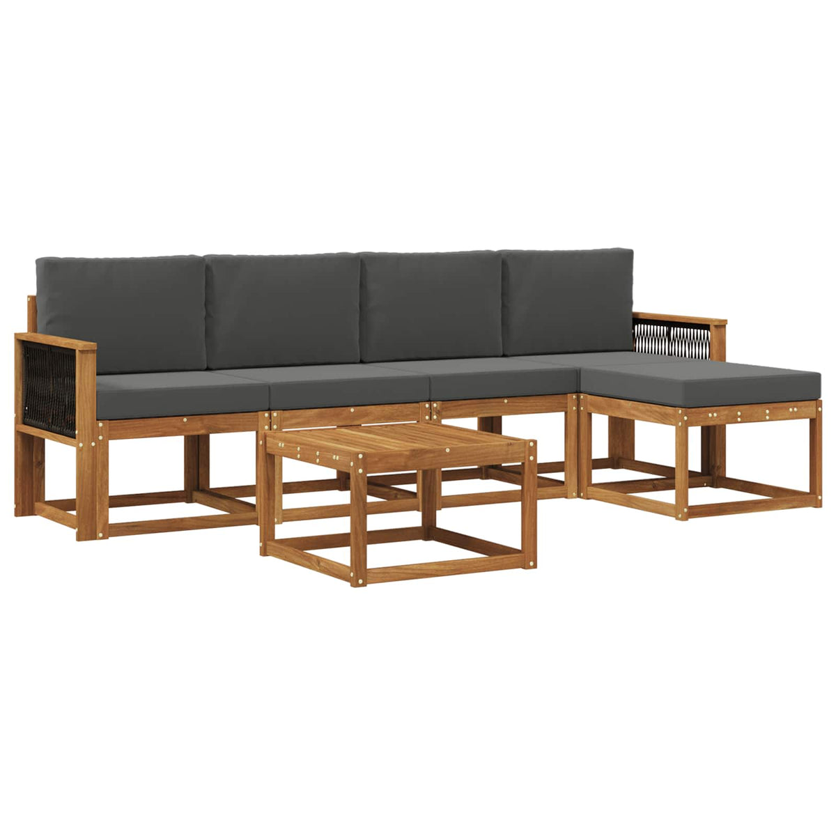 Set vanjskih sofa 6 kom. Prirodna i antracit Poliester
