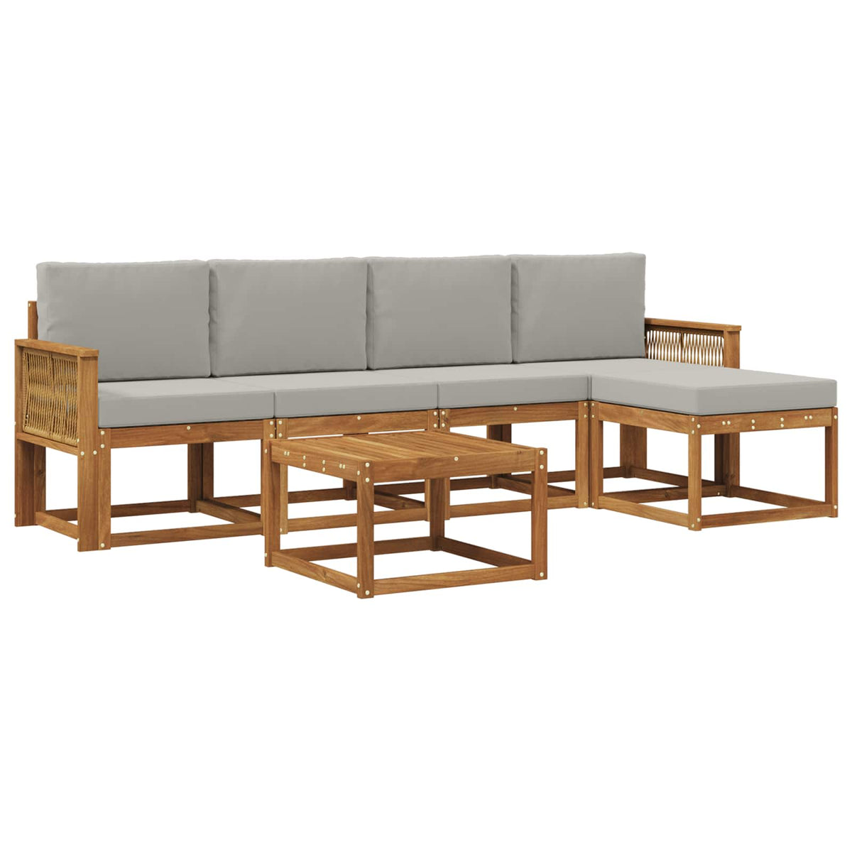 Set vanjskih sofa 6 kom. Prirodna i svjetlosiva Poliester