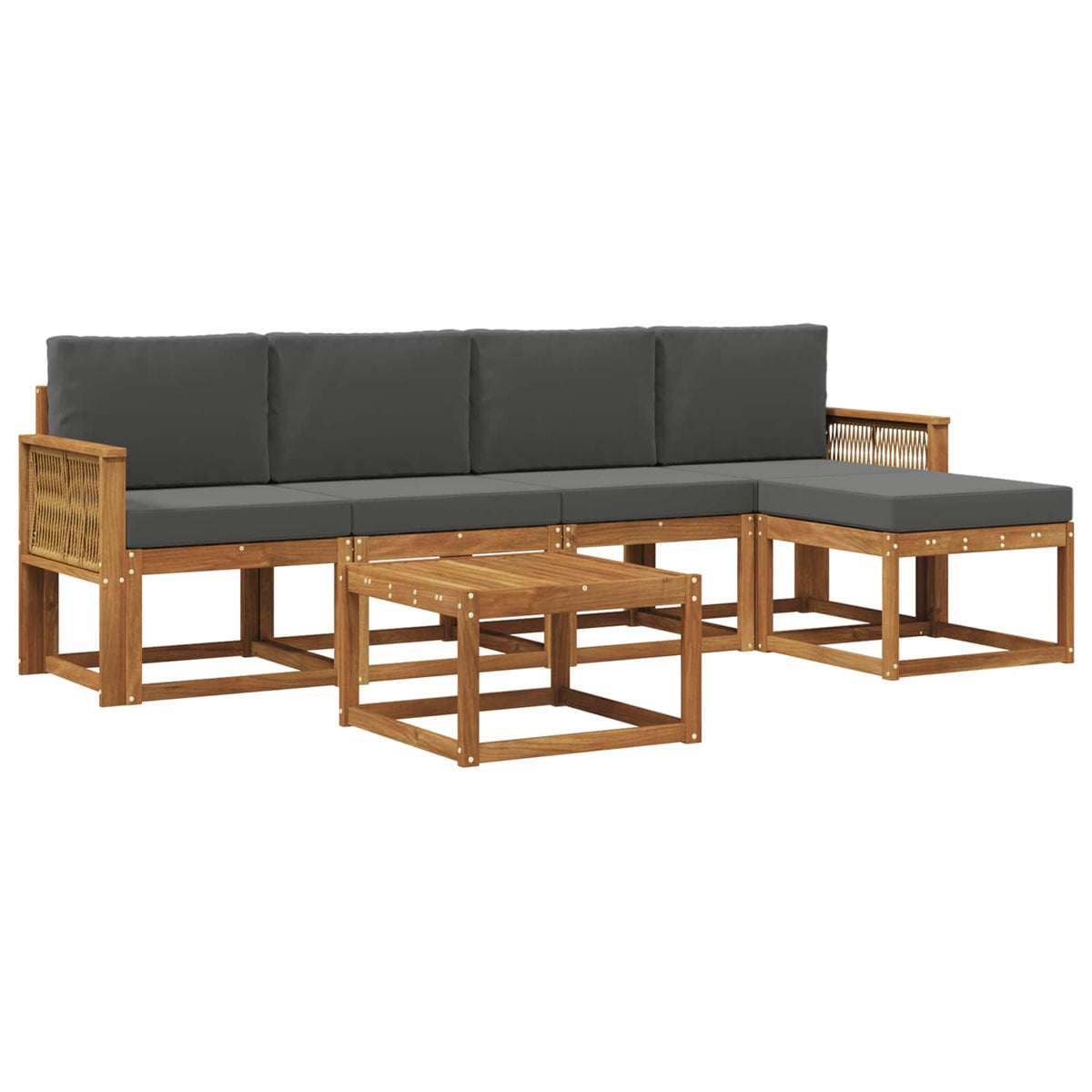 Set vanjskih sofa 6 kom. Prirodna i antracit Poliester