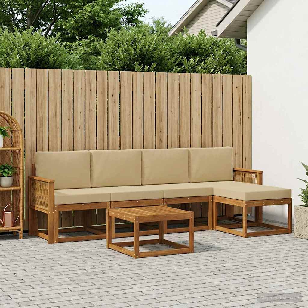 Set vanjskih sofa 6 pcs Prirodna i bež Poliester