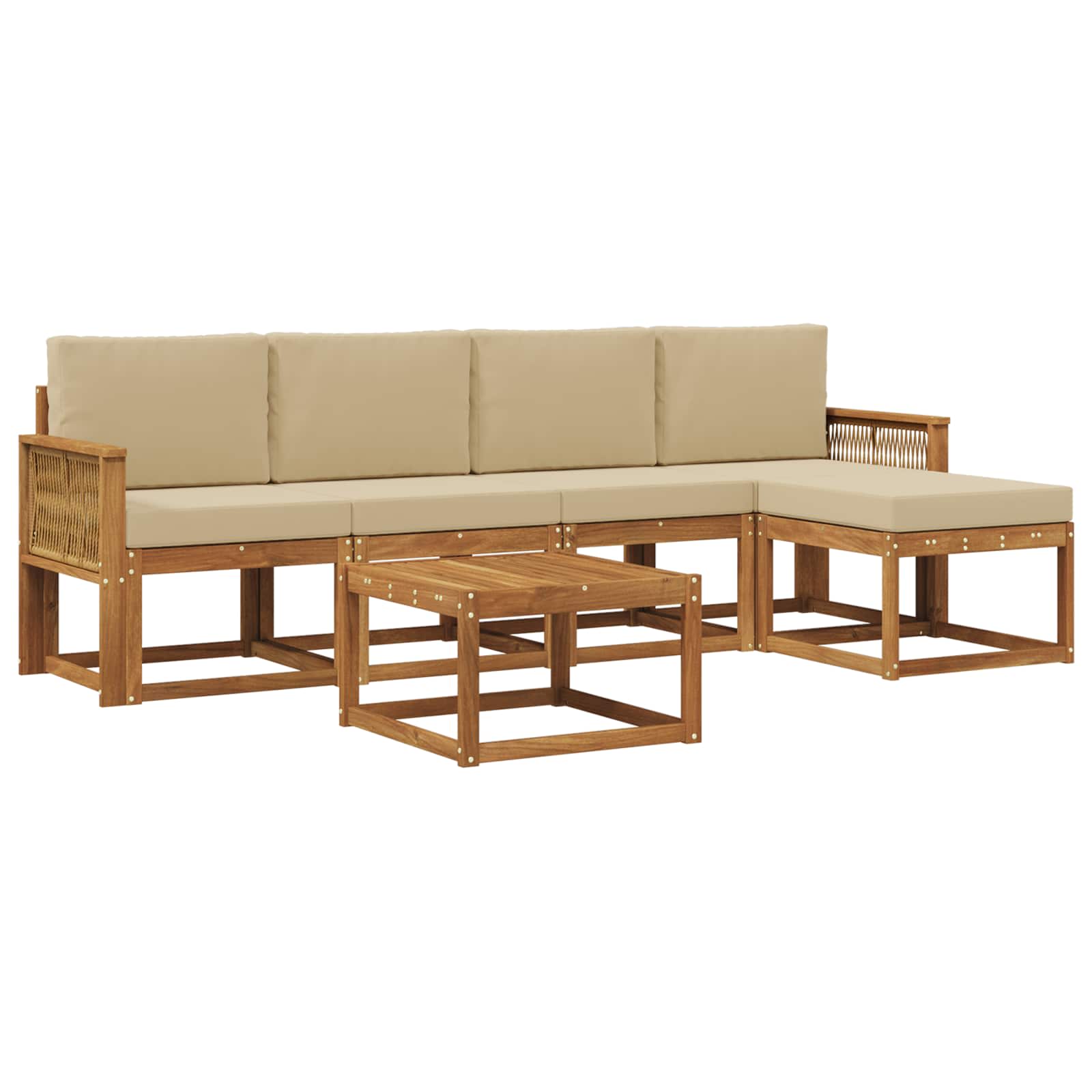 Set vanjskih sofa 6 pcs Prirodna i bež Poliester