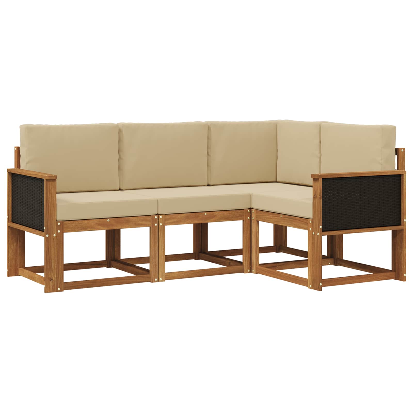 Set vanjskih sofa s jastukom 4 pcs Prirodna i bež Poliester