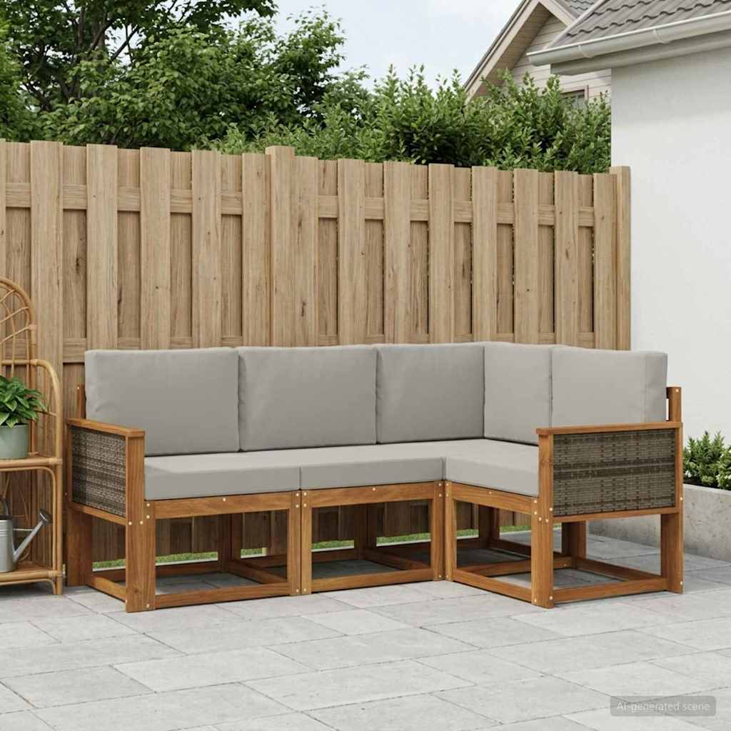 Set vanjskih sofa 4 pcs Prirodna i svjetlosiva Poliester