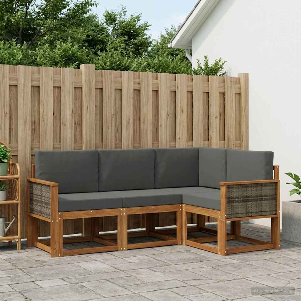 Set vanjskih sofa 4 pcs Prirodna i antracit Poliester