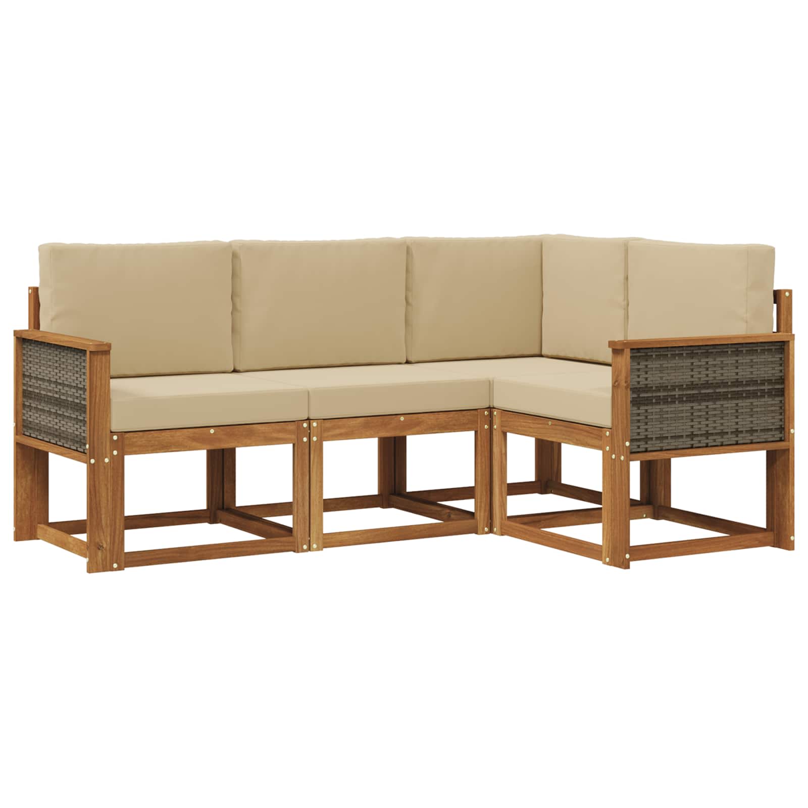 Set vanjskih sofa s jastukom 4 pcs Prirodna i bež Poliester