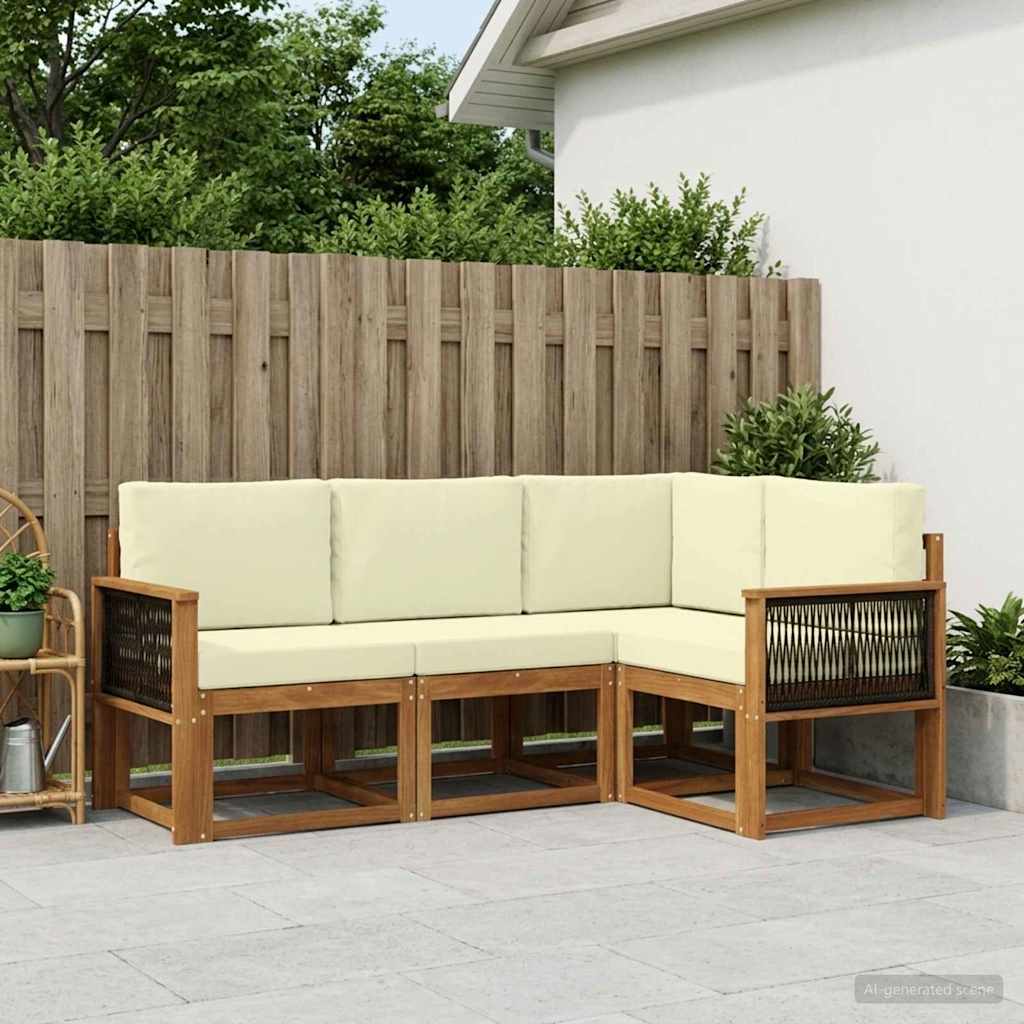 Set vanjskih sofa 4 pcs Prirodna i krem Poliester