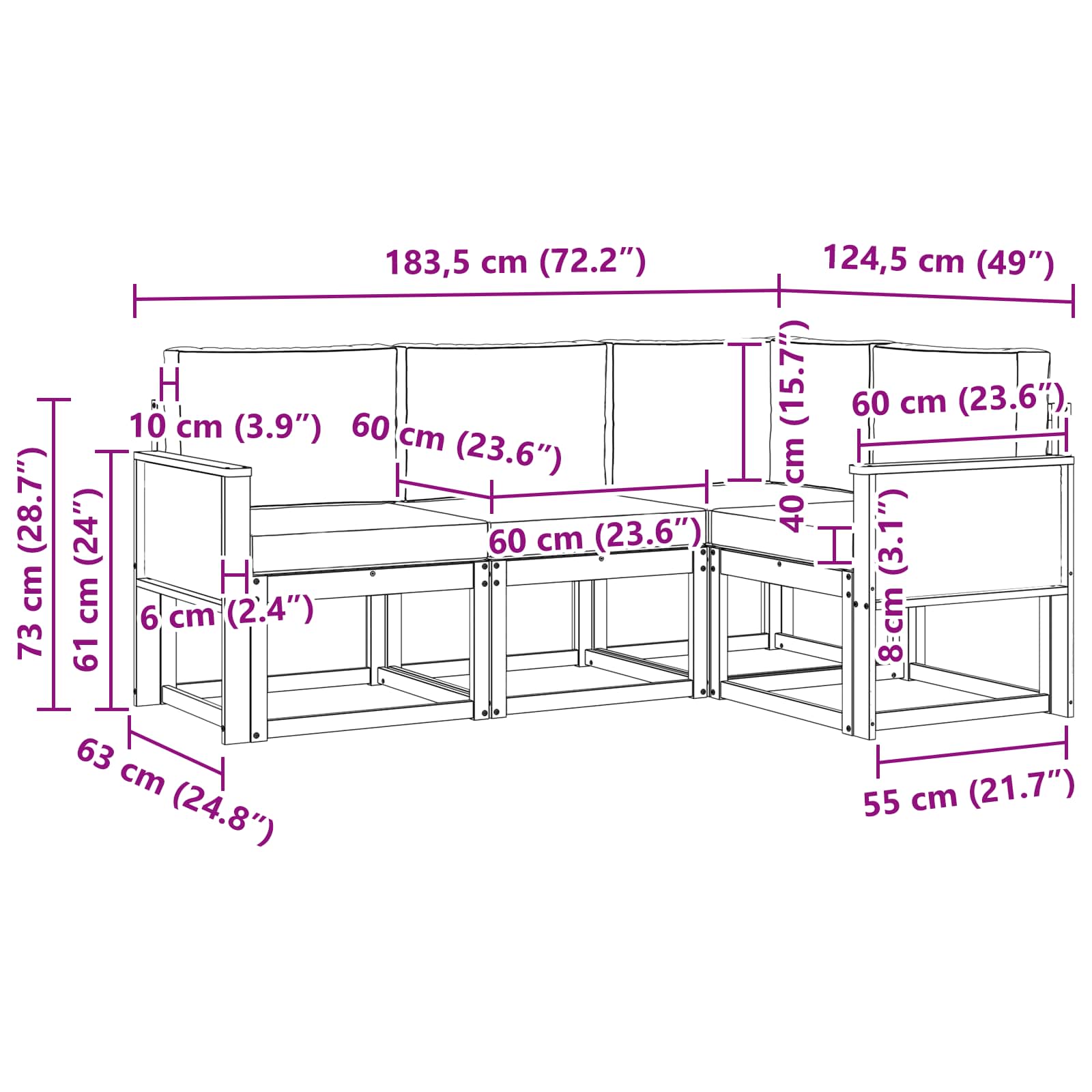 Set vanjskih sofa 4 pcs Prirodna i krem Poliester