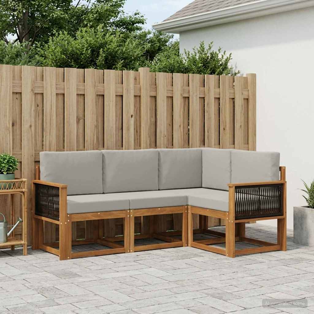 Set vanjskih sofa 4 pcs Prirodna i svjetlosiva Poliester