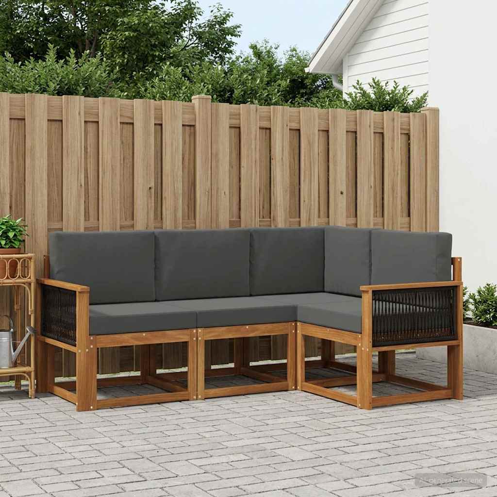 Set vanjskih sofa 4 pcs Prirodna i antracit Poliester
