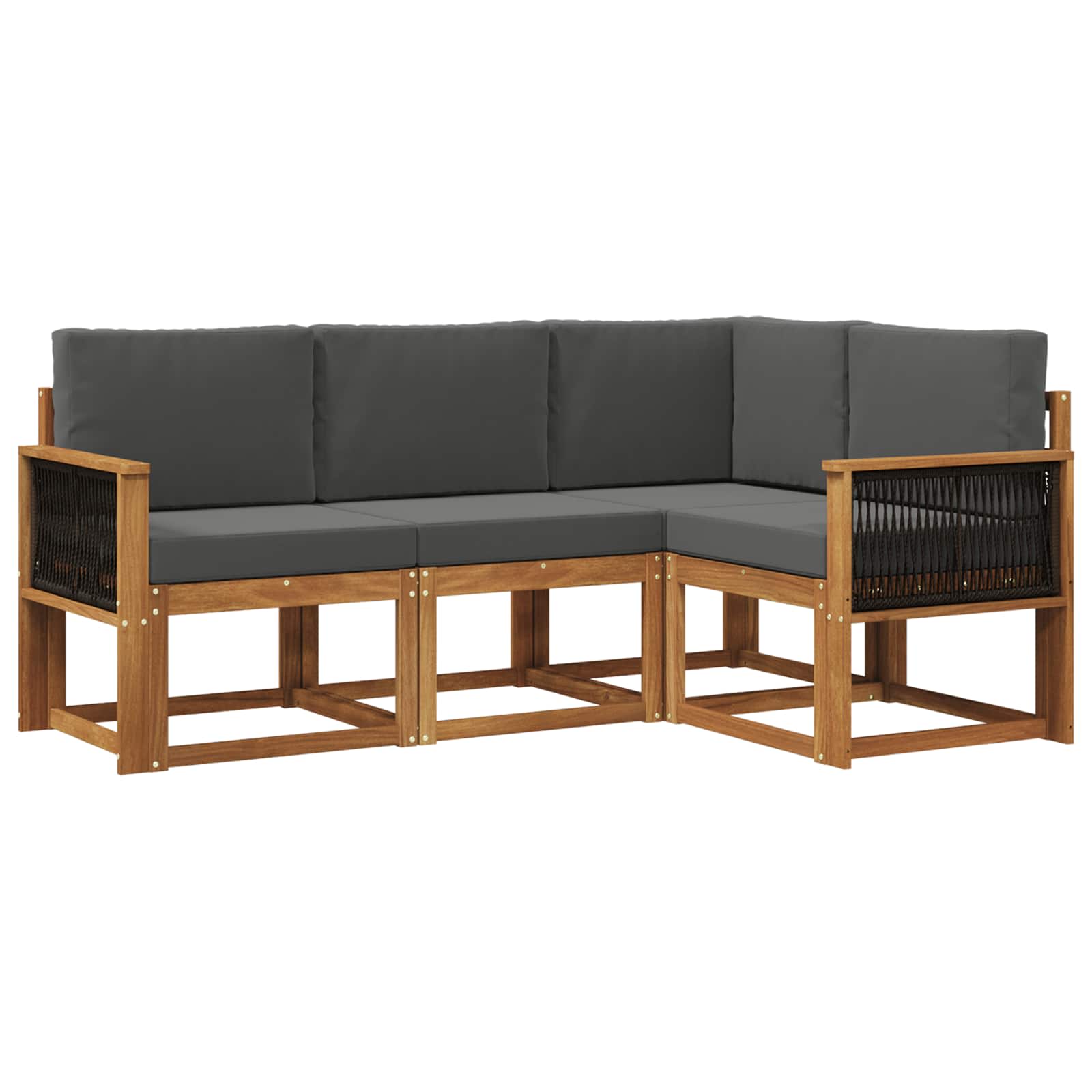 Set vanjskih sofa 4 pcs Prirodna i antracit Poliester