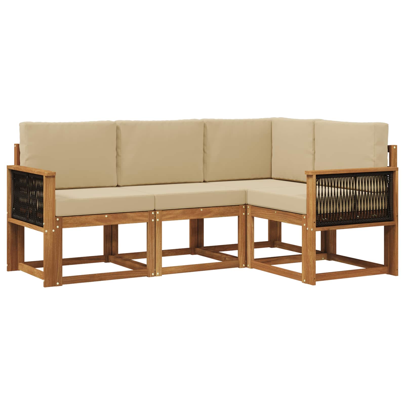 Set vanjskih sofa s jastukom 4 pcs Prirodna i bež Poliester