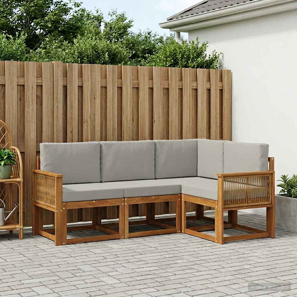 Set vanjskih sofa 4 kom. Prirodna i svjetlosiva Poliester
