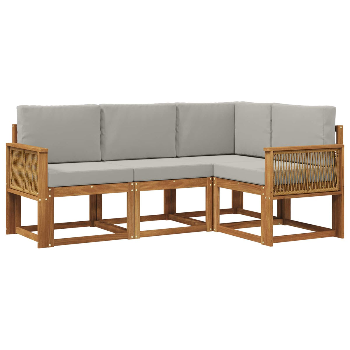 Set vanjskih sofa 4 kom. Prirodna i svjetlosiva Poliester