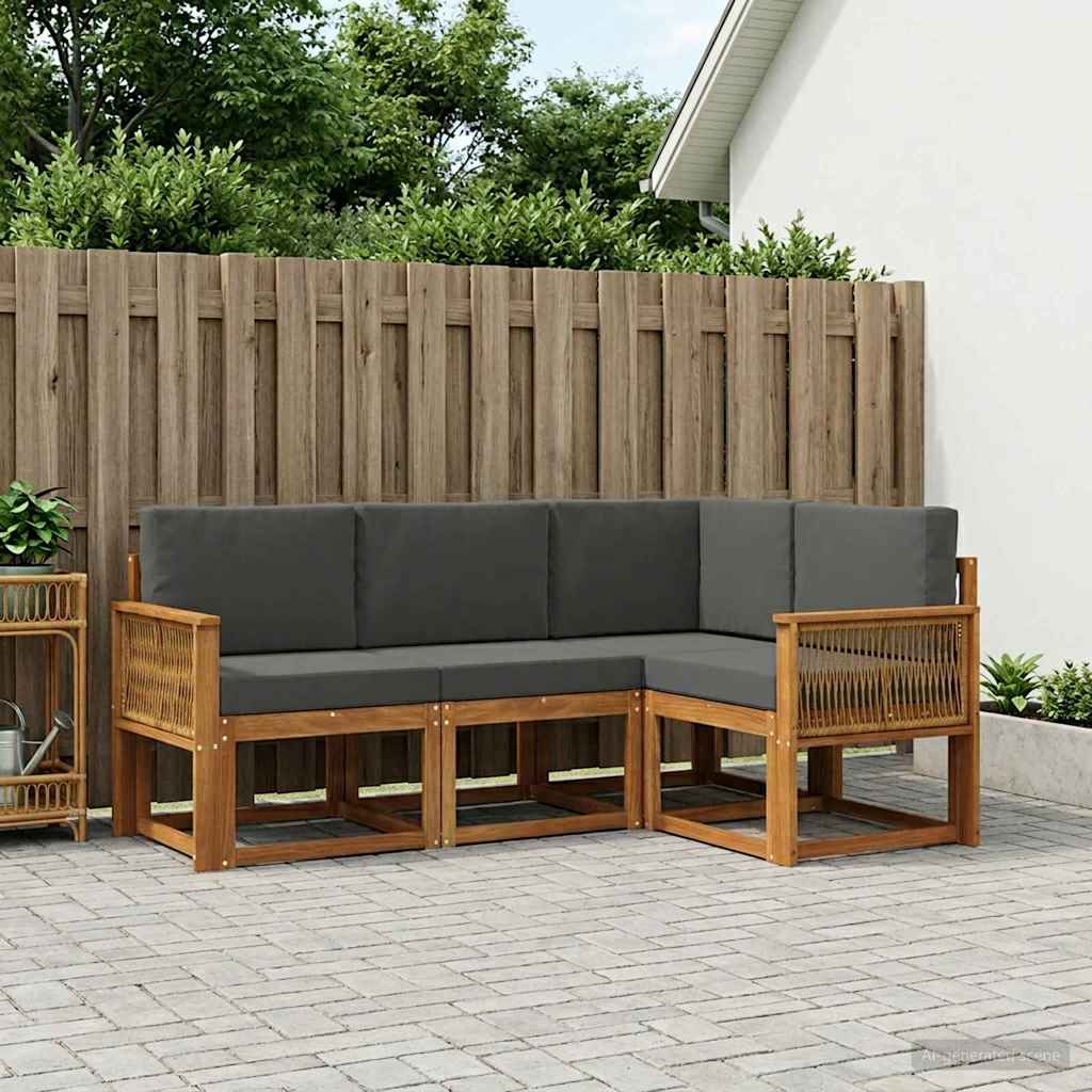 Set vanjskih sofa 4 pcs Prirodna i antracit Poliester